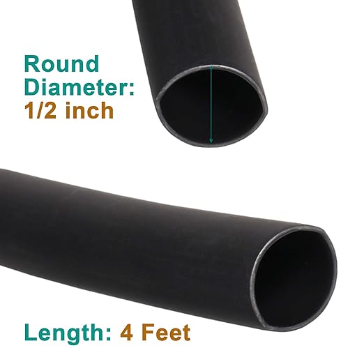 1/2 inch (Diameter) 3:1 Waterproof Heat Shrink Tubing Kit, Large Marine Dual Wall Adhesive Shrinkable Wire Wrap Tube, Insulation Sealing Wear-Resistant Cable Protector by YUKSY (4ft, Black)