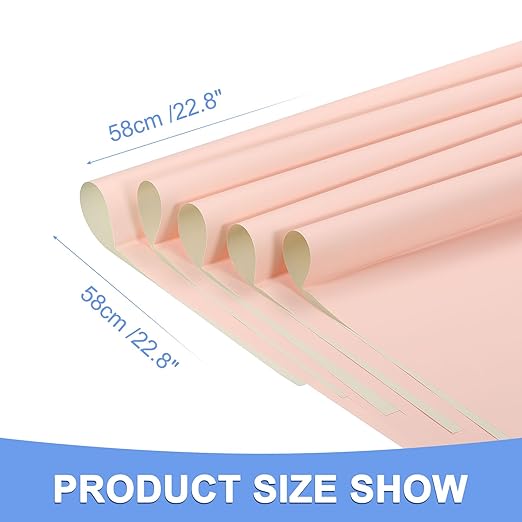 Double Sided Color Flower Wrapping Paper - 20 Sheet Waterproof Floral Bouquet Wrapping Paper Fits for Wedding Graduation Gifts - (22.8x22.8 Inch, Milk White/Pink)