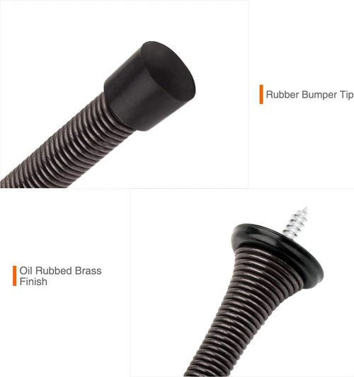 Skiennix 14 Pack Spring Door Stoppers - Oil Rubbed Bronze with Flexible 3-1/4" Rubber Bumper Tips