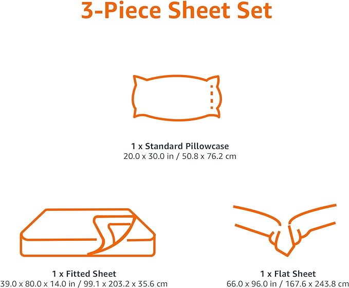 Amazon Basics Lightweight Super Soft Easy Care Wrinkle-Free Breathable Microfiber 3-Piece Bed Sheet Set with 14-Inch Deep Pockets, Twin XL, Emerald Green, Solid (Pack of 4)