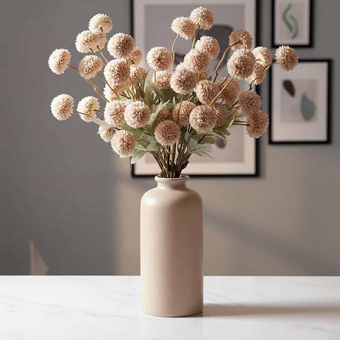 Artificial Hydrangea Flowers Fake Hydrangeas Faux Flowers Bouquet Artificial Plants for Wedding Home Office Decor Excluding vases-（Autumn White 10 PCS）