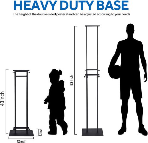 Adjustable Metal Sign Holder - Double-Sided Floor Poster Board Stand | 82-Inch Height, 2 Pack