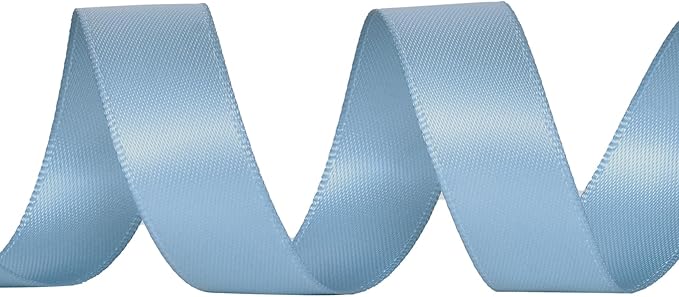 YAMA Dusty Blue Double Faced Satin Ribbon, 5/8 Inch 25 Yards, Dusty Blue Ribbon for Gift Wrapping Crafts Hair Bows Wedding Party Decoration