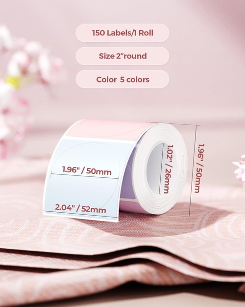 MUNBYN 2-Inch Round Thermal Labels - Colorful Stickers for Canning & Baking | 150 Sheets per Roll