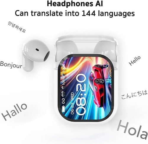 NE20 Translation Earbuds - 2026 Pro Model with LCD Touch Screen & 48DB Noise Reduction | IPX6 Water-Resistant (Black)