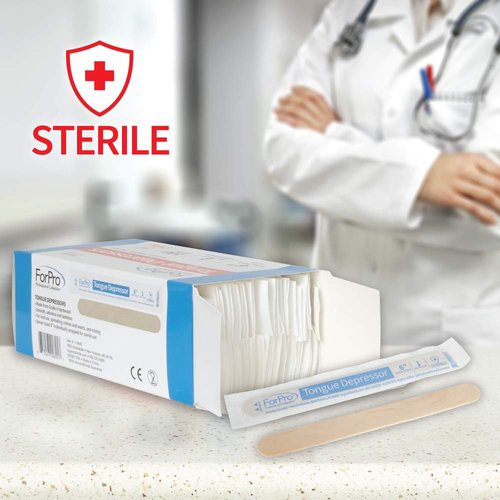 ForPro Professional Collection Senior Tongue Depressors - Large Sterile Wax Applicator Sticks, 6" | 100-Count