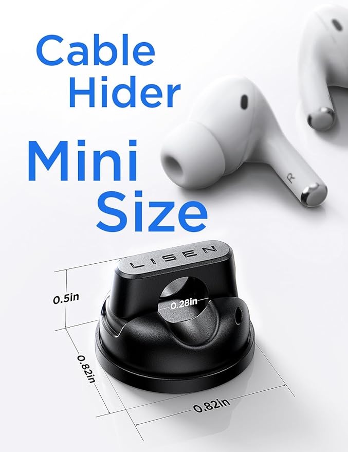 6-Pack Rotatable Cord Holder for Nightstand, LISEN 360°Rotating Magnetic Clips, No-Residue Strong Adhesive Cord Organizer for Desk, Cable Hider for Home, Office, Car, Cubicle Accessories