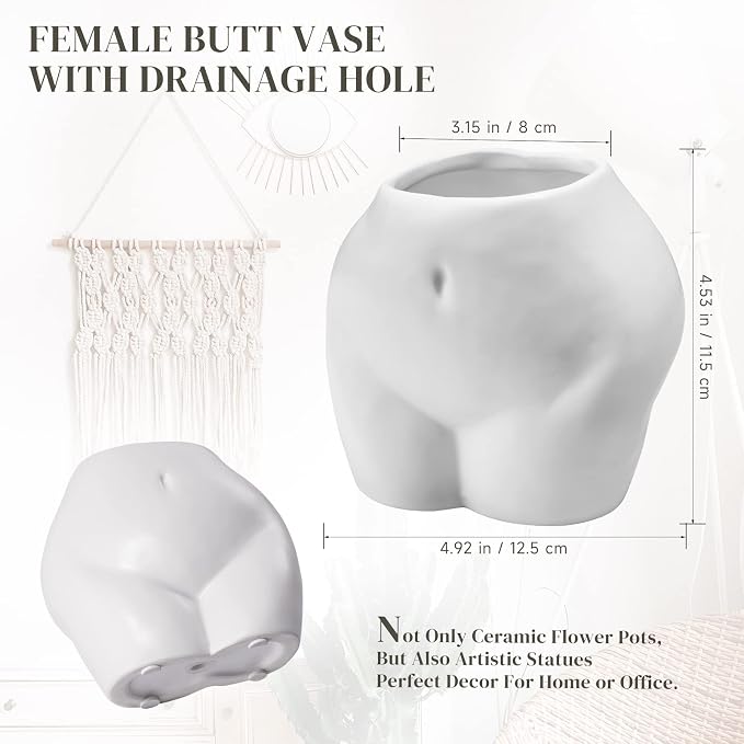Cute Body Shaped Planter Fun Resin Plant Pots Indoor with Drainage Hole for Houseplants Succulents Small Plant, Funny Gift for Christmas/Birthday