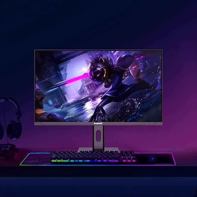 Gawfolk 27 inch IPS PC Screen, 4K Gaming Monitor 160Hz, 1ms, FreeSync, 100% sRGB, 178° Wide Viewing Angle, HDMI 2.1, DisplayPort,Height-Adjustable and Swivel,75 * 75MM Wall Mount Compatible - Black