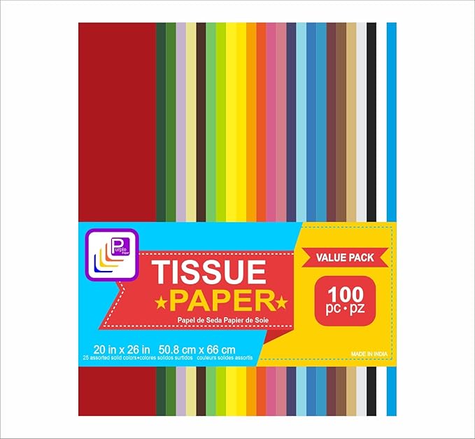 Gift Tissue Paper for Gift Bags - Tissue Paper Bulk | 25 Assorted Colors 300 Sheets 20x26 Inch | Premium Quality Bold Colored for Crafts, Wrapping, Packaging, Birthday, Holiday, Christmas