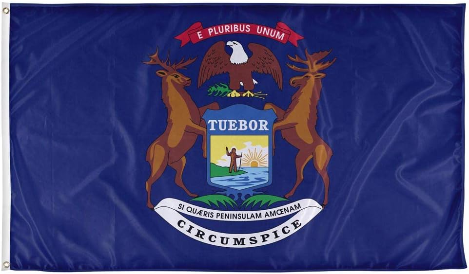 Vispronet - Michigan State Flag - 3ft x 5ft Durable Knitted Polyester | Made in the USA