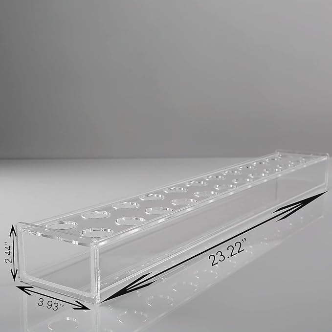E&F Modern Designs Rectangular Floral Centerpiece for Dining Table - 24 Inches Long Rectangle Vase - Acrylic Clear Vase - Low Laying Unique Flower Vases for Weddings