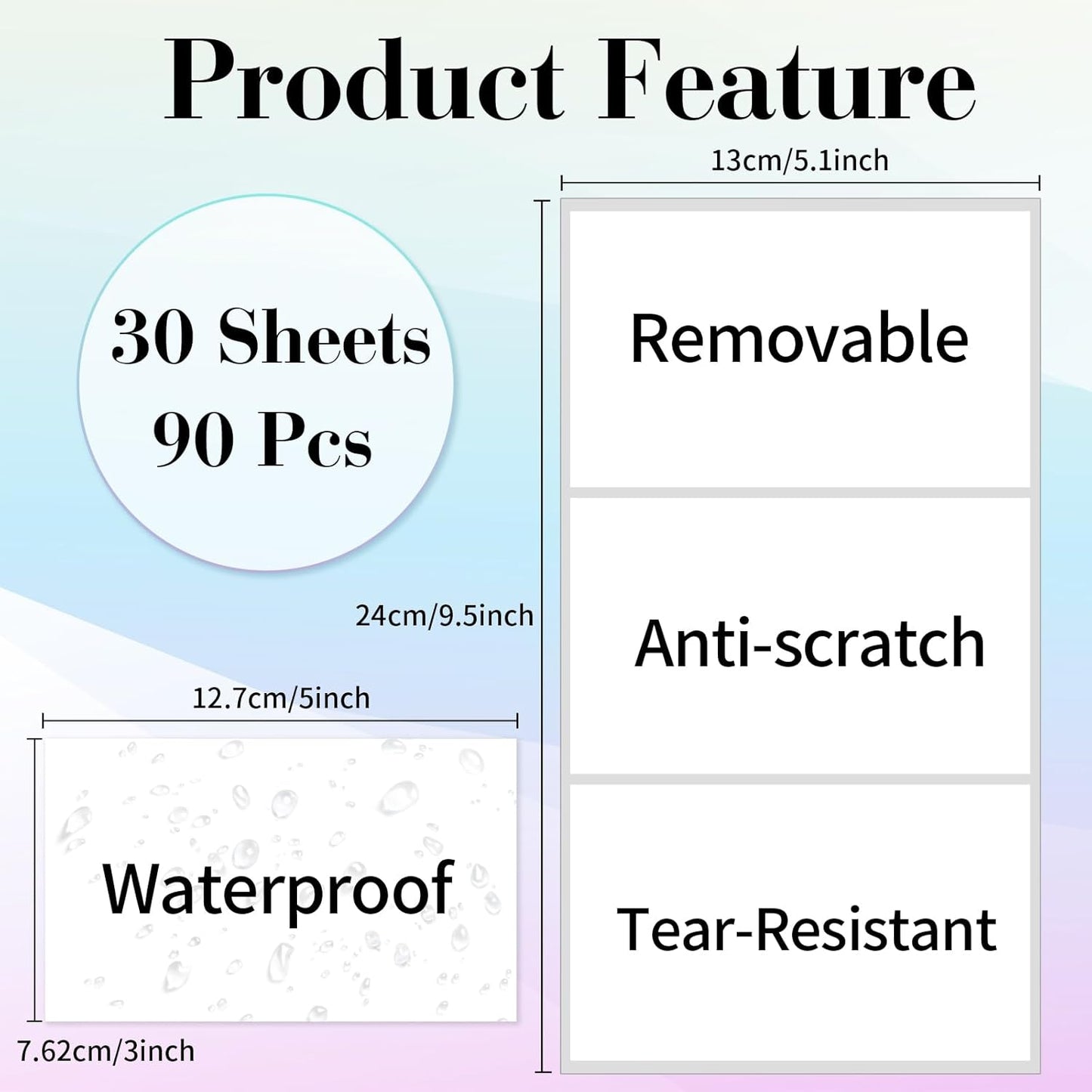 STARLIBOO Removable Large Label Stickers - 3x5 Inch Waterproof & Tear Resistant for Moving Boxes | White