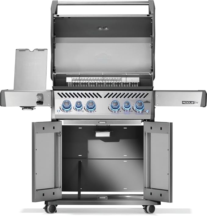 Napoleon Rogue PRO-S 525 Natural Gas Grill with Infrared Side and Rear Burners, Stainless Steel, Durable 6-Burner Cooking Surface