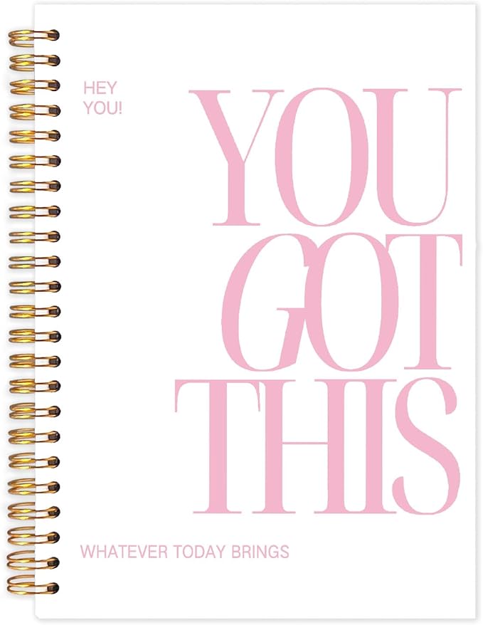 Yhtrg You Got This Inspirational Notebooks Journal, White Motivational Spiral Journal Notebook for Women, White Motivational Positive Notebooks for Office School Supplies, 5.5x8.3 Inch