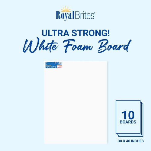 Royal Brites Premium White Foam Board - Sturdy & Lightweight 3/16" Thick | 30” x 40” Size, Pack of 10