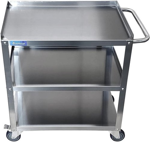 3 Shelf Metal Utility Cart on Wheels with Handle - 15 in. Wide X 24 in. Long X 33 in. High