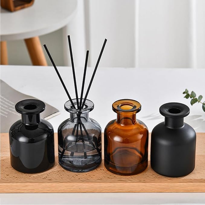 150ml/5oz Empty Glass Diffuser Bottle Diffuser Jars Aromatherapy Storage Container Fragrance Accessories Use for DIY Replacement Diffuser Sticks Sets Home Bathroom Decor