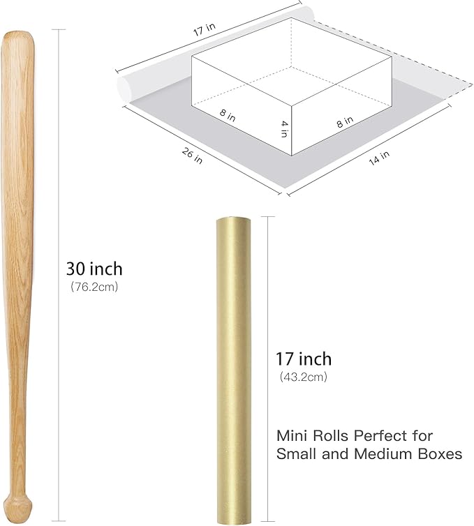 RUSPEPA Gold Wrapping Paper - Christmas Gift Wrap Pearly - luster Paper Perfect for Wedding, Birthday, Valentine's Day, Christmas, Baby Shower, DIY Bouquet -17 Inches X 32.8 Feet