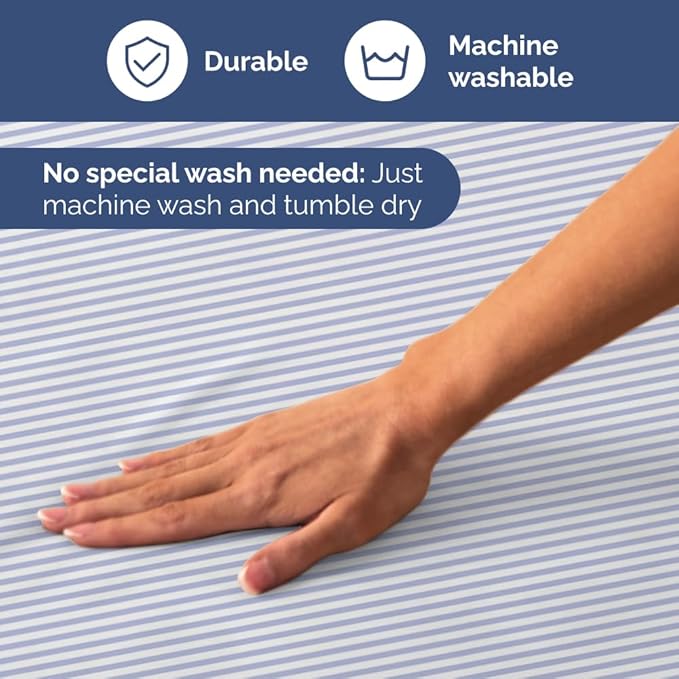 Light Blue and White Striped Sheets - 1 Flat & 1 Fitted Sheet & 1 Pillowcase w/ Deep Pockets - Wrinkle & Fade Resistant - Ultra-Soft, Breathable & Cooling - Luxury Pinstripe Bedding - Twin Size