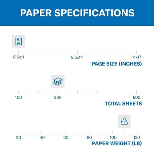 Hammermill White Cardstock - 110 lb Thick Card Stock, 8.5 x 11 Inches, 200 Sheets - Made in the USA