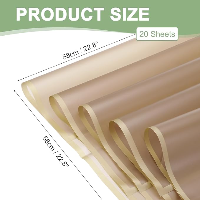 PATIKIL Flower Gift Wrapping Paper, 20 Sheets Gold Edge Waterproof Bouquet Paper Wrap Florist Supplies Packaging Floral Papers for Wedding DIY Craft Valentine Mother's Day, Brown