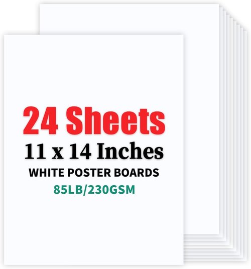 Bristol Board | 24 Sheets Heavyweight White Poster Paper - 11x14 Inches for Arts & Crafts