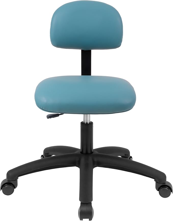 Chair Master FSS Series Square seat Low (17"-22") seat Height Chair. Vinyl-for Office, Garage, Desk, Shop, Computer, Doctor, Medical, Easy to Clean! NO Footring (Aqua, Low, Self Braking Casters)
