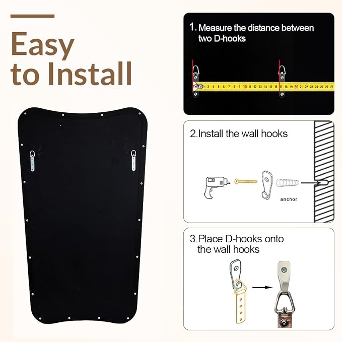 ANDY STAR 30x48 Inch Matte Black Mirror, Modern Bathroom Mirror in Premium Stainless Steel Thin Frame Deep 1", Large Decorative Mirror for Wall (Hangs Vertically Only)