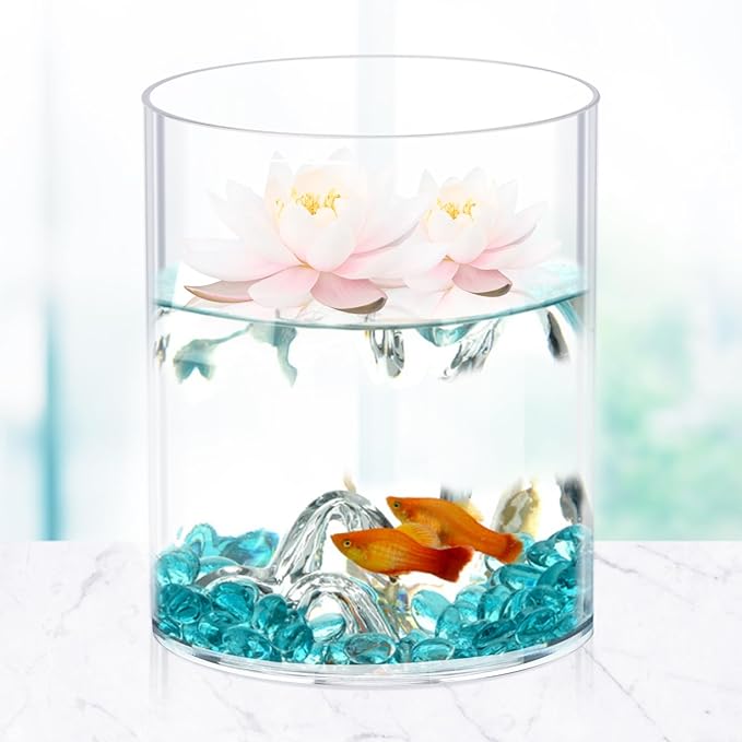 JYPS Acrylic Round Vase, Clear, Modern, 6x6x8 Inches, Perfect for Flowers, Weddings, and Home Decor