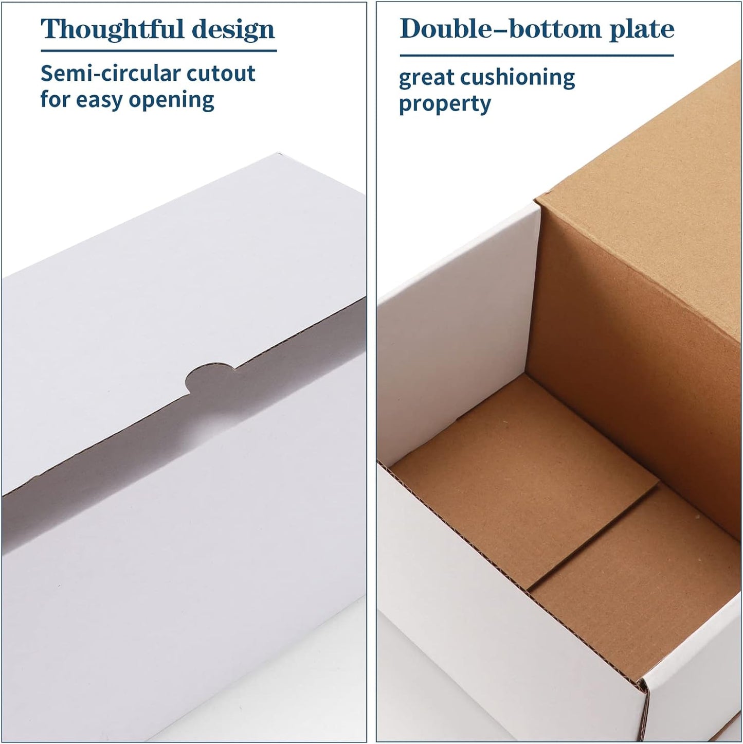 ZBEIVAN 8x6x4 White Shipping Boxes - Set of 25 Corrugated Cardboard Mailers for Small Business Packaging