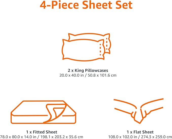 Amazon Basics Lightweight Super Soft Easy Care Microfiber 4 Piece Bed Sheet Set With 14-inch Deep Pockets - King, Grey Cheetah,Printed