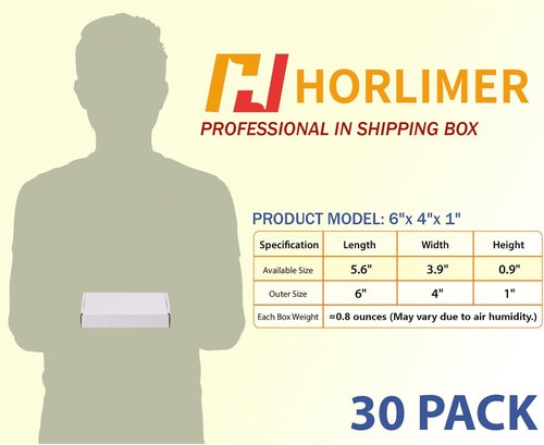 HORLIMER Shipping Boxes - Set of 30 White Corrugated Cardboard Mailer Boxes for Small Business Packing