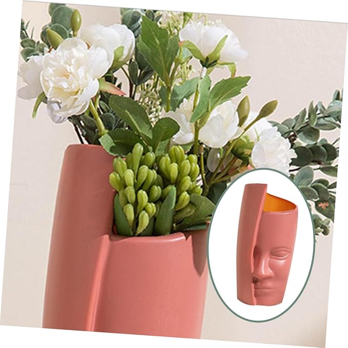 Abstract Face Plastic Vase Lightweight Decorative Flower Pot for Home and Office Modern Artistic Dry Flower Container Stylish Household Ornament