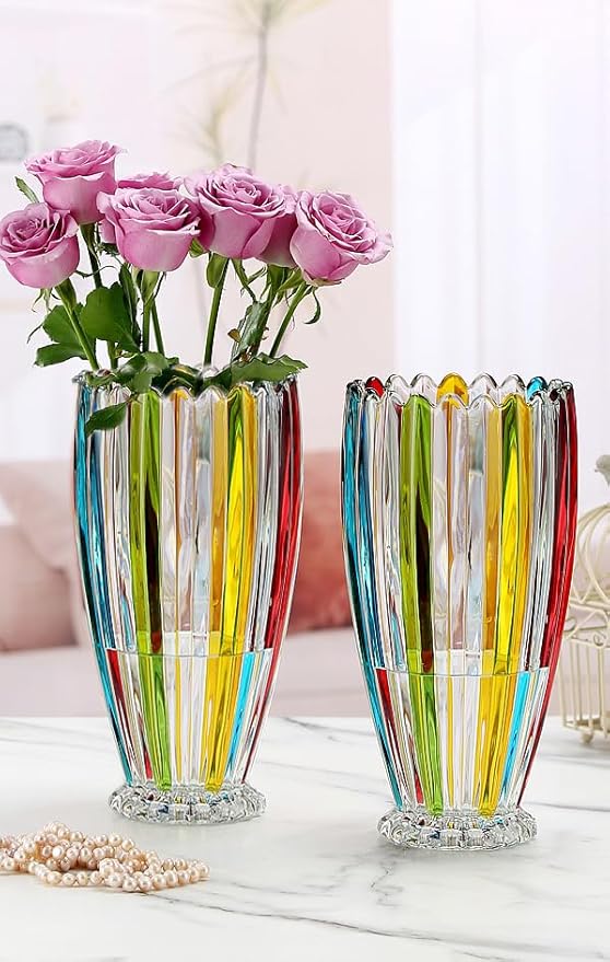 Large Colorful Glass Vase 10.6 in Tall Vase