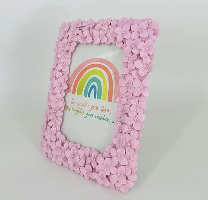 4x6 Ornate Pink Picture Frame Embossed Flowers Retro Resin Photo Frames 4 x 6 Floral Home Decor for Tabletop and Wall with Glass Front(Pink)