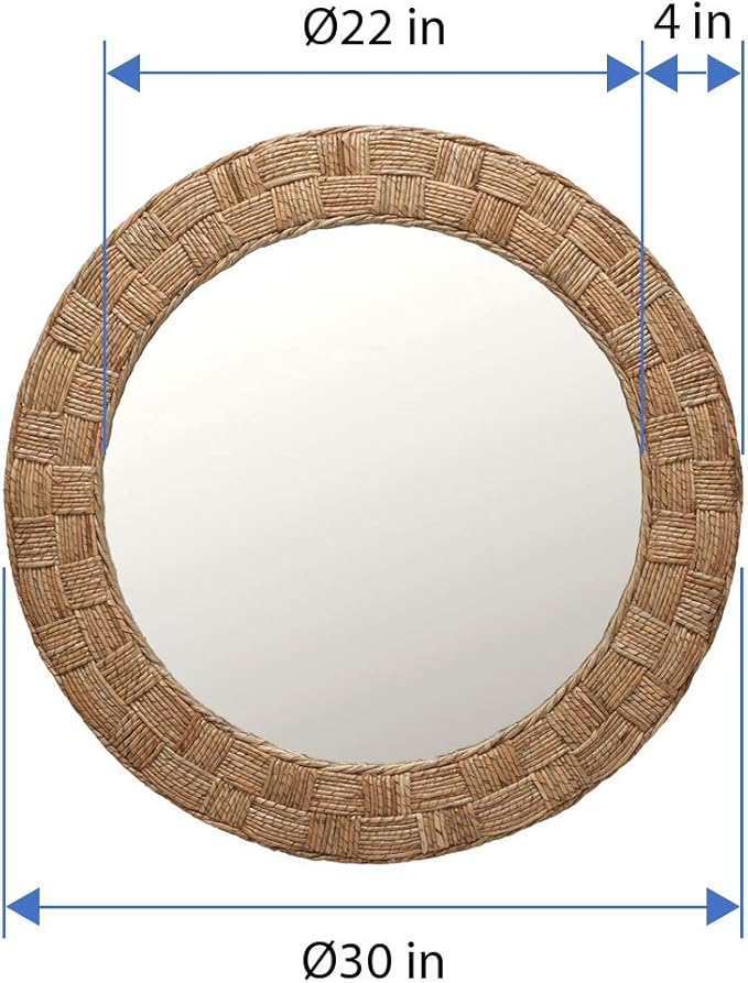 KOUBOO Round Rope Wall Mirror, Chequered, Beige/Natural