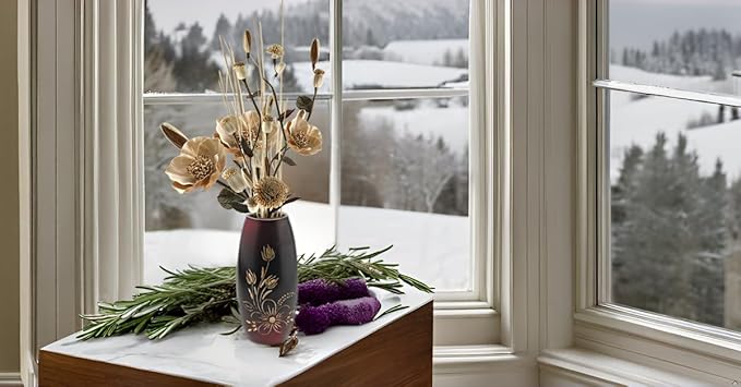 AeraVida Bold and Vibrant Flower Garden Red Mango Tree Wood Flower Vase | Hand-Carved Decorative Wooden Vase for Home or Office | Rustic Nature-Inspired