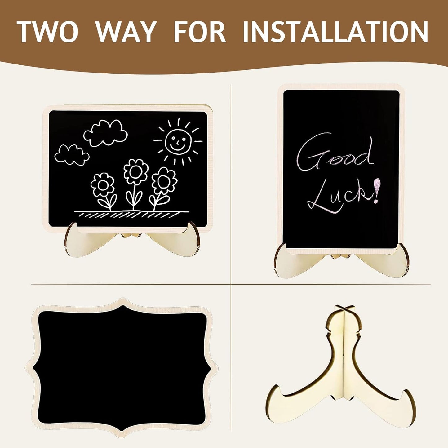 Skiennix Mini Chalkboard Signs - 12 Pcs Small Wooden Labels with Easel Stand | Perfect for Weddings & Events