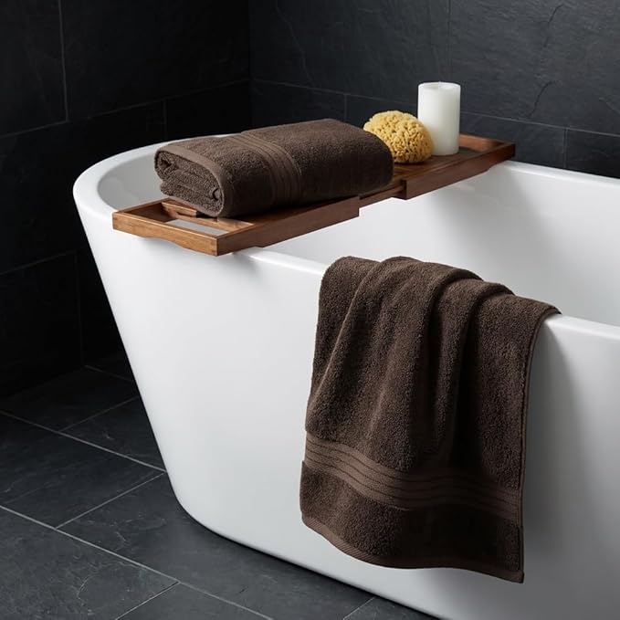 COZYART Brown Bath Towel Set, Cotton Hotel Large Towel Bulk for Bathroom, Thick Bathroom Sets of 6 with 2 Bath Towels, 2 Hand Towels, 2 Washcloths, 650 GSM