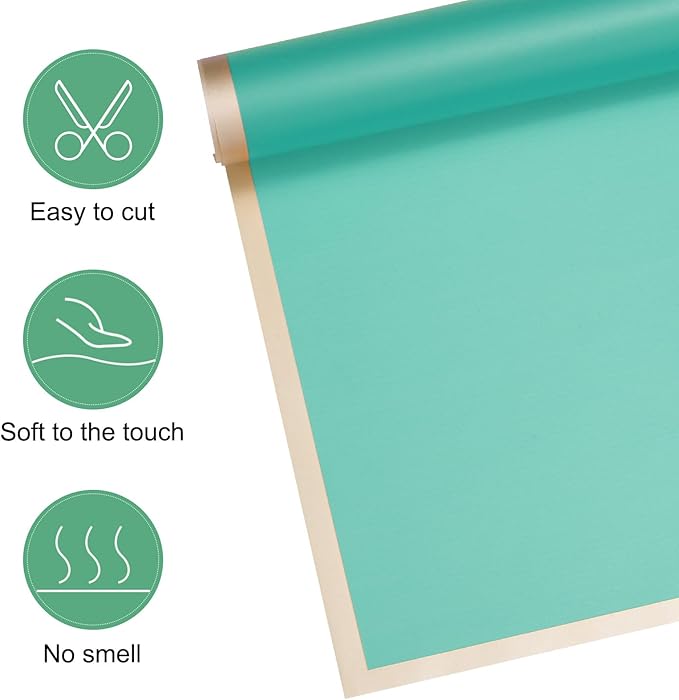 M METERXITY 20 Sheets Flower Wrapping Paper Bouquet, 23 Inch Dark Green Gold Edge BOPP Waterproof Floral Wrapping Paper Flower Packaging DIY for Wedding/Party/Birthday/Gift Bouquet Wrap Paper