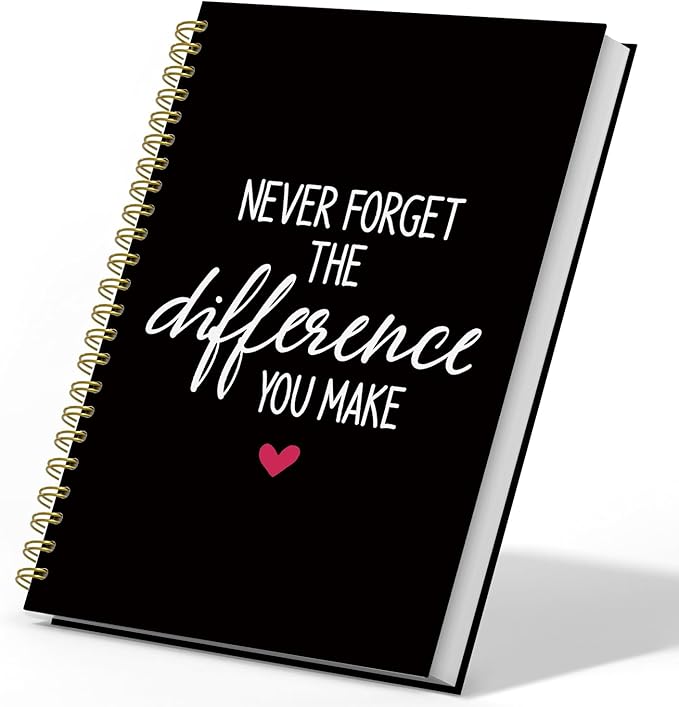 DSHFG Black Notebook Journal for Women Employees Gifts, Notebooks for Work Office Supplies, Appreciation Gifts Thank You Gift, Spiral Notebook, Never Forget The Difference You Make, 5.5x8.3