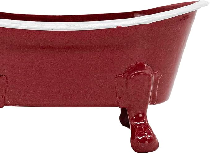 Foreside Home and Garden Red Enamel Bathtub Soap Dish Planter Metal by Foreside Home & Garden