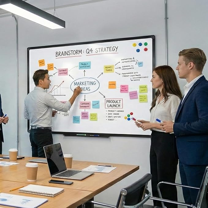 72" x 40" Inch Extra Large Magnetic Whiteboard, Black Aluminum Framed Wall Mount Dry Erase Board for Office, Classroom, Home, Premium for Presentations, Planning & Collaboration