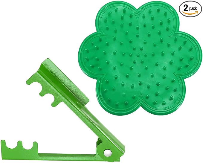 HARFINGTON 2pcs Rose Thorn Stripper Tool Set 5.5" Metal PVC Flower Thorn Leaf Remover Flower Stem and Leaf Stripping for Gardening Home Florist Arrangement, Green