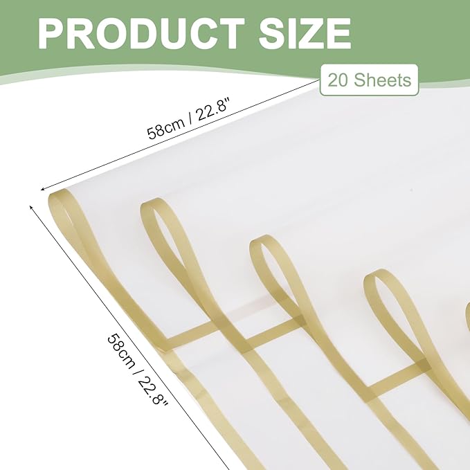PATIKIL Flower Gift Wrapping Paper, 20 Sheets Gold Edge Waterproof Bouquet Paper Wrap Florist Supplies Packaging Floral Papers for Wedding DIY Craft Valentine Mother's Day, Clear