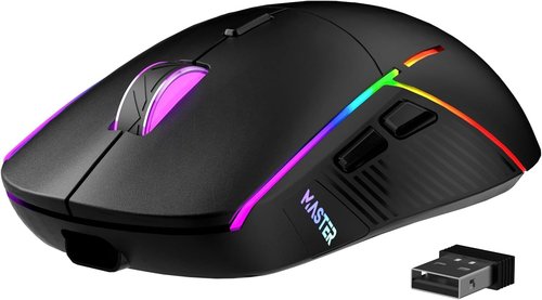 FFJ Wireless Gaming Mouse - 24000 DPI Tri-Mode | RGB Programmable, 75H Battery Life, Rechargeable, Black
