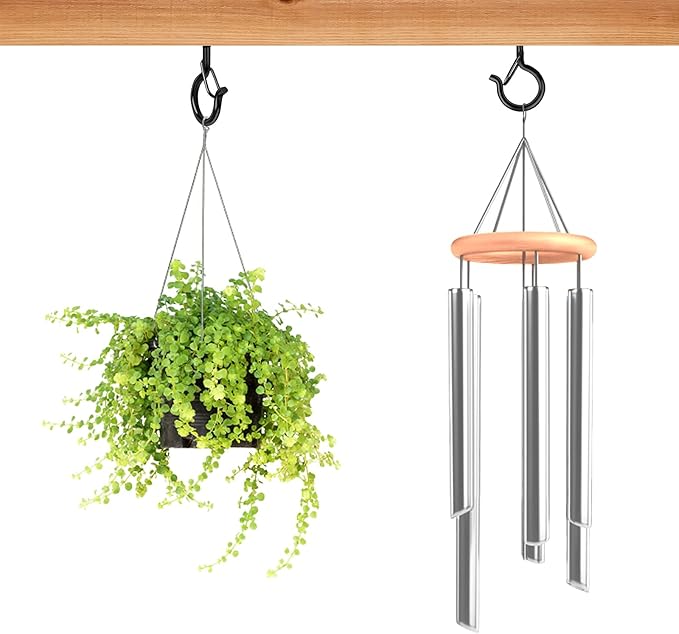 FSAH 36 PCS Q-Hanger Hooks with Safety Buckle, Windproof Screw Hooks for Outdoor String Lights Hanging Christmas Lights, Plants, with 1 Wing Nut Driver