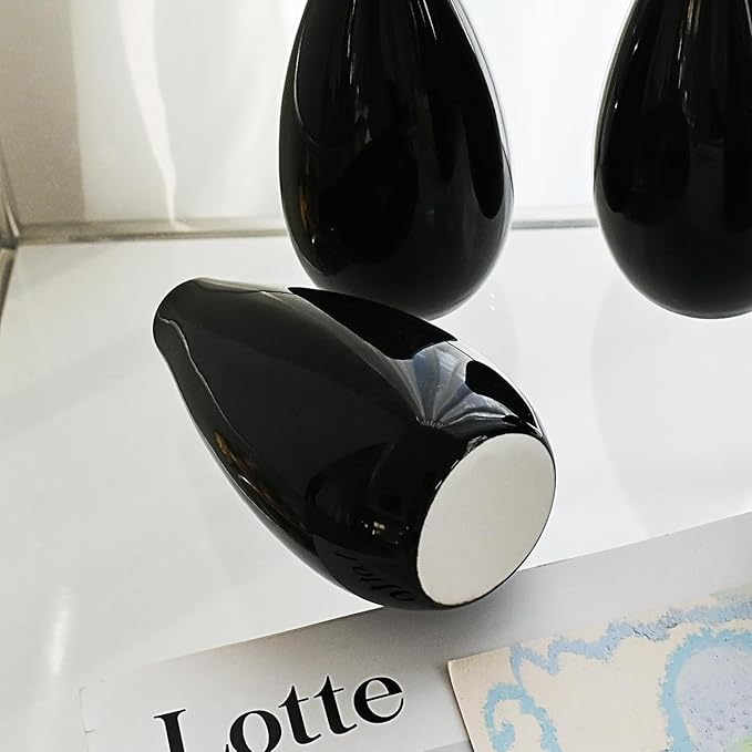 Modern Black Small Ceramic Vase Set of 8 for Living Room Bedroom 4.13'' Minimalist Fresh Flower Vases for Home Decor Office Fireplace Centerpieces Nordic Style Gift for Fake Plant 8 Pack