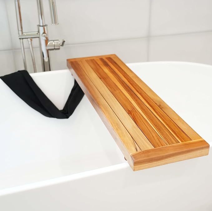 EcoDecors, 34 inch, Bath Tray for Tub, Bath Tub Tray Wood, Bathtub Table, Caddy for Bathtub in Natural Teak